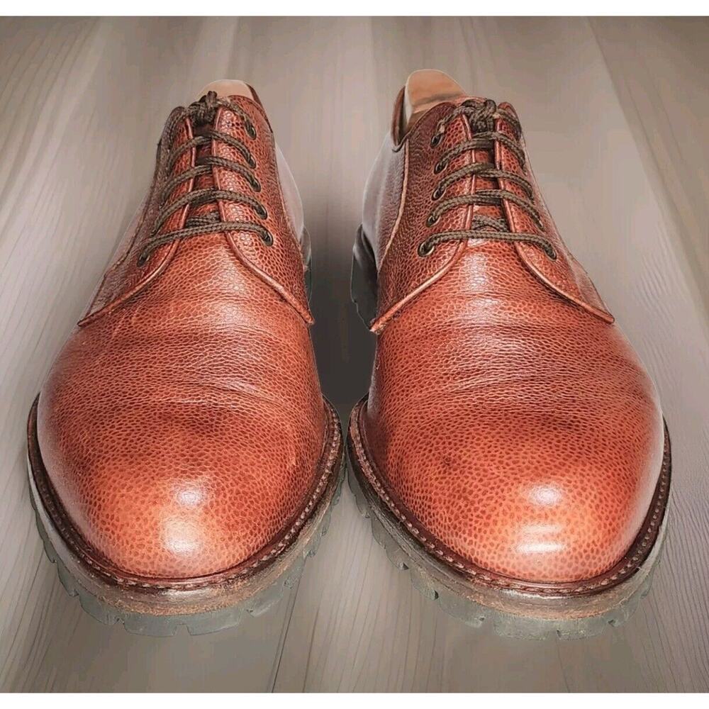 Salvatore Ferragamo Men Lace-up Pebbled Leather Shoes 10½ EX